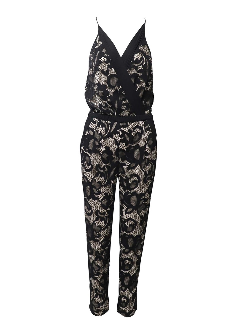 Diane Von Furstenberg Floral Lace Jumpsuit in Black Nylon