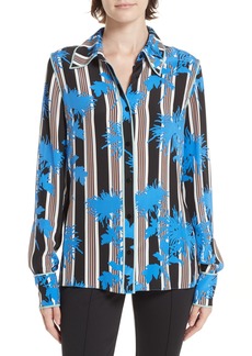 Diane von Furstenberg Floral Print Silk Shirt