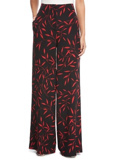 Diane Von Furstenberg Floral-Print Wide-Leg Silk-Blend Pants