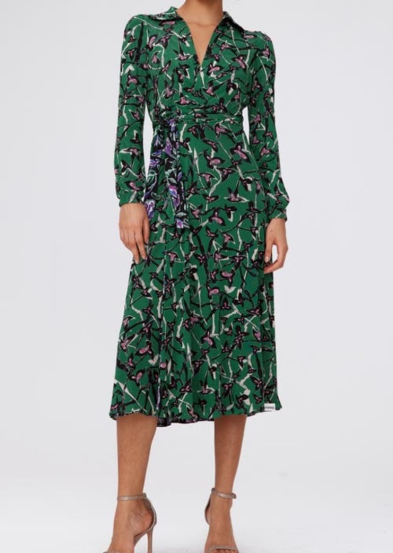 Diane von Furstenberg Floral Reversible Long Sleeve Wrap Dress