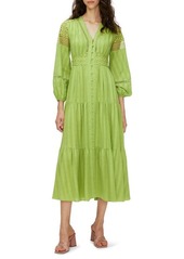 Diane von Furstenberg Gigi Lace Inset Cotton Midi Shirtdress