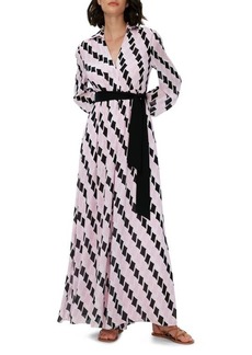 Diane von Furstenberg Higos Geo Print Long Sleeve Wide Leg Jumpsuit