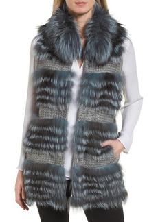 Diane von Furstenberg Knit Vest with Genuine Fox Fur Trim