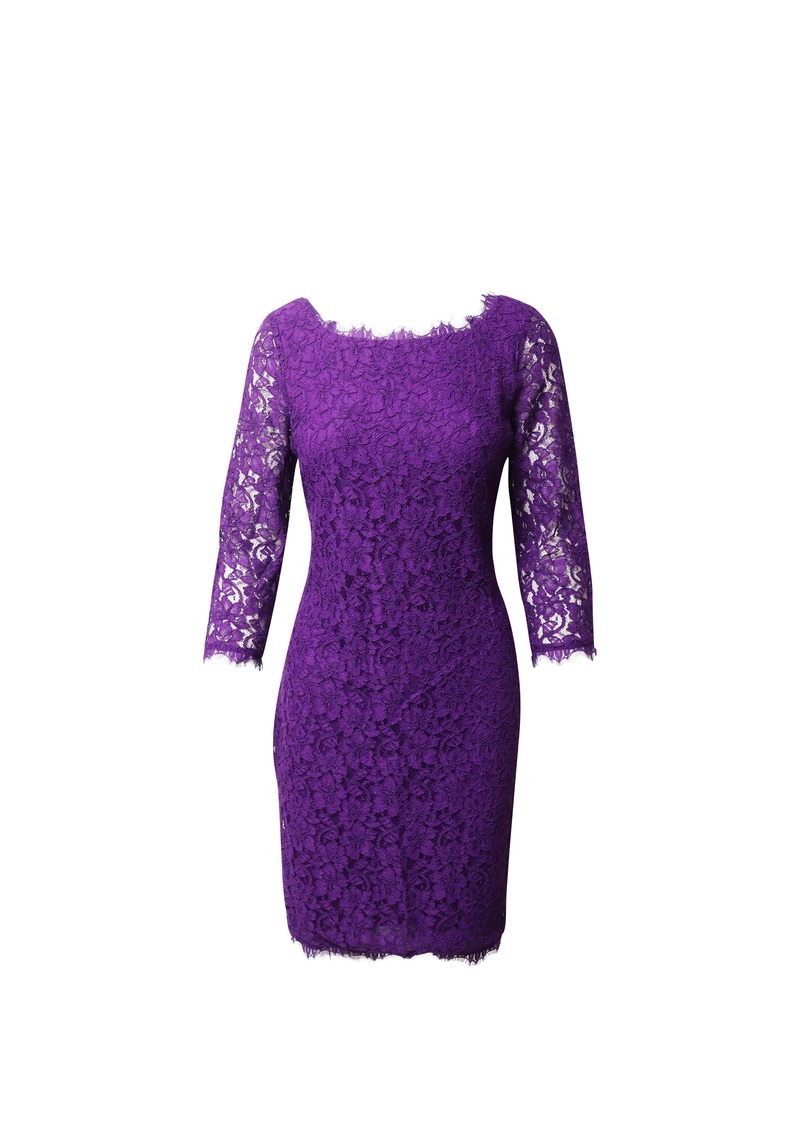 Diane Von Furstenberg Lace Dress in Purple Viscose