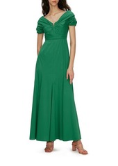 Diane von Furstenberg Laurie Portrait Neck Cotton Blend Maxi Dress