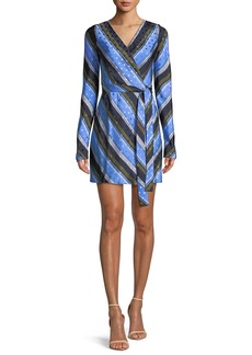 Diane von Furstenberg Long-Sleeve Mini Woven Wrap Dress