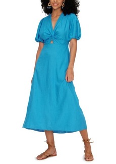 Diane von Furstenberg Majorie Twist Front Puff Sleeve Midi Dress