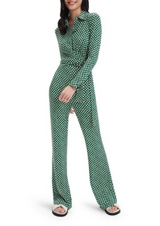 Diane von Furstenberg Michele Print Long Sleeve Jumpsuit
