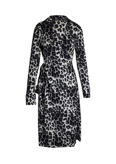 Diane Von Furstenberg Midi Wrap Dress in Leopard Print Silk