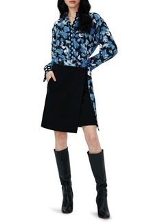 Diane von Furstenberg Olia Long Sleeve Mixed Media Shirtdress