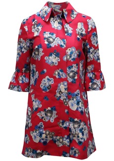 Diane Von Furstenberg Philippa Coat with Floating Flowers Print in Multicolor Wool