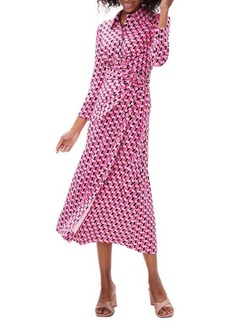 Diane von Furstenberg Sana Geo Print Long Sleeve Wrap Front Dress