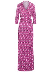 Diane Von Furstenberg Woman Abigail Polka-dot Silk-jersey Maxi Wrap Dress Fuchsia