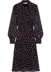 Diane Von Furstenberg Woman Aleka Tie-neck Flocked Floral-print Silk-blend Chiffon Dress Black