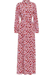 Diane Von Furstenberg Woman Amina Belted Printed Silk Crepe De Chine Maxi Shirt Dress Red