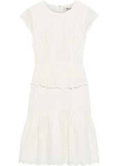 Diane Von Furstenberg Woman Annika Broderie Anglaise Cotton Peplum Dress Off-white