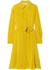 Diane Von Furstenberg Woman Antonette Belted Silk Crepe De Chine Shirt Dress Marigold