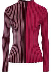 Diane Von Furstenberg Woman Audra Striped Ribbed-knit Top Fuchsia