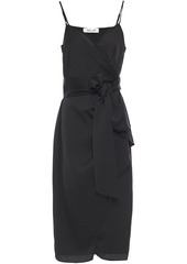 Diane Von Furstenberg Woman Avila Satin-crepe Midi Wrap Dress Black