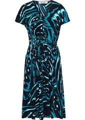 Diane Von Furstenberg Woman Cardea Gathered Printed Silk Crepe De Chine Dress Turquoise