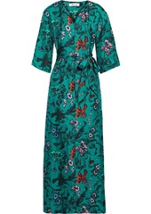 Diane Von Furstenberg Woman Caris Belted Floral-print Silk-twill Maxi Dress Emerald