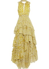 Diane Von Furstenberg Woman Carissa Asymmetric Tiered Leopard-print Silk-georgette Maxi Dress Marigold