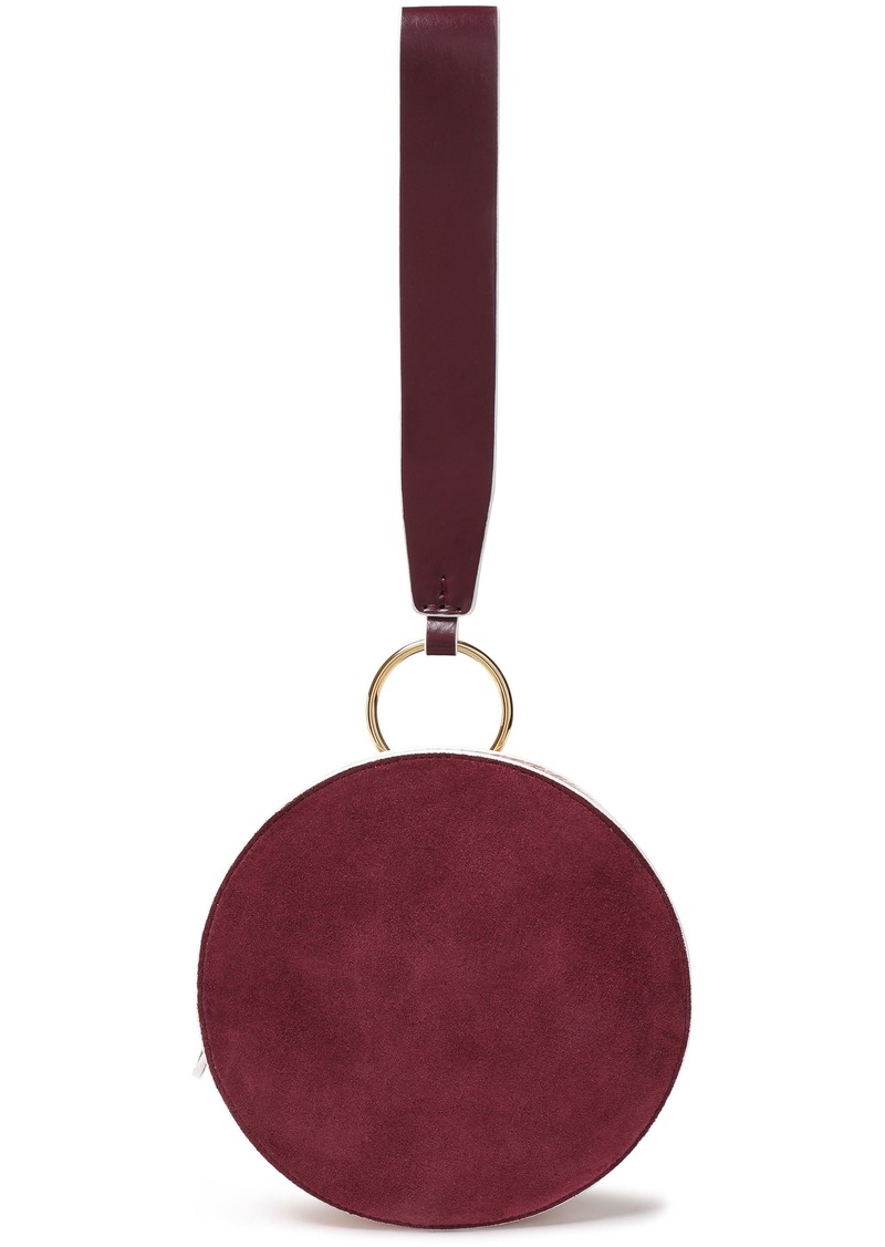 Diane Von Furstenberg Woman Circle Suede And Leather Clutch Burgundy