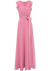 Diane Von Furstenberg Woman Eldridge Ruffled Floral-print Chiffon Maxi Wrap Dress Pink