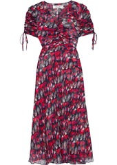 Diane Von Furstenberg Woman Eleonora Ruched Floral-print Silk-georgette Midi Dress Magenta