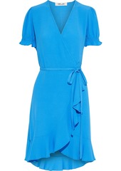 Diane Von Furstenberg Woman Emilia Ruffled Crepe Mini Wrap Dress Azure