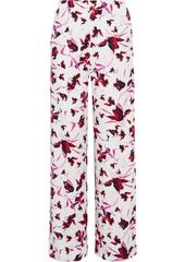 Diane Von Furstenberg Woman Erica Floral-print Stretch-cady Wide-leg Pants Off-white