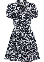 Diane Von Furstenberg Woman Evalina Pleated Floral-print Cotton-poplin Mini Wrap Dress Midnight Blue