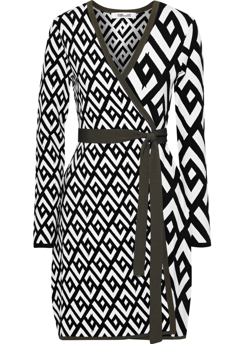 Diane Von Furstenberg Woman Everly Jacquard-knit Mini Wrap Dress Black