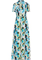 Diane Von Furstenberg Woman Georgia Printed Silk Crepe De Chine Maxi Shirt Dress Turquoise