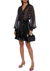 Diane von Furstenberg - Guinevere pleated metallic velvet mini skirt - Black - US 8