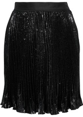 Diane von Furstenberg - Guinevere pleated metallic velvet mini skirt - Black - US 8