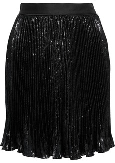 Diane von Furstenberg - Guinevere pleated metallic velvet mini skirt - Black - US 4