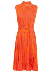 Diane Von Furstenberg Woman Harmony Belted Printed Voile Dress Orange