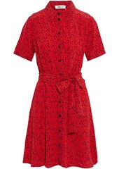 Diane Von Furstenberg Woman Jet Belted Printed Crepe Mini Shirt Dress Red