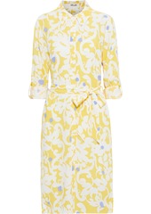 Diane Von Furstenberg Woman Kadina Belted Printed Crepe De Chine Shirt Dress Yellow