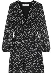 Diane Von Furstenberg Woman Kala Twist-front Floral-print Chiffon Mini Dress Black