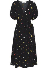 Diane Von Furstenberg Woman Kelsey Printed Crepe Midi Wrap Dress Black