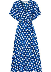 Diane Von Furstenberg Woman Kelsey Printed Silk Crepe De Chine Midi Wrap Dress Bright Blue