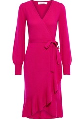 Diane Von Furstenberg Woman Kennedy Ruffled Wool And Cashmere-blend Wrap Dress Fuchsia