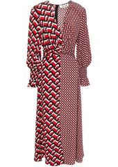 Diane Von Furstenberg Woman Knotted Printed Silk Crepe De Chine Midi Dress Red