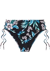 Diane Von Furstenberg Woman Lace-up Floral-print Mid-rise Bikini Briefs Black