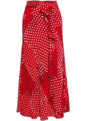 Diane Von Furstenberg Woman Lesley Belted Polka-dot Crepe Midi Skirt Red
