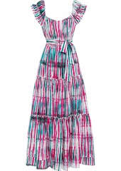 Diane Von Furstenberg Woman Lexie Tiered Tie-dyed Cotton And Silk-blend Voile Maxi Dress Fuchsia