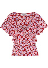 Diane Von Furstenberg Woman Lydia Ruffled Floral-print Silk Crepe De Chine Top Red