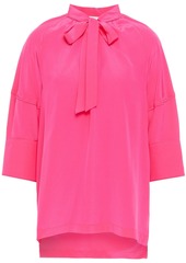 Diane Von Furstenberg Woman Lynn Pussy-bow Silk Crepe De Chine Top Bright Pink